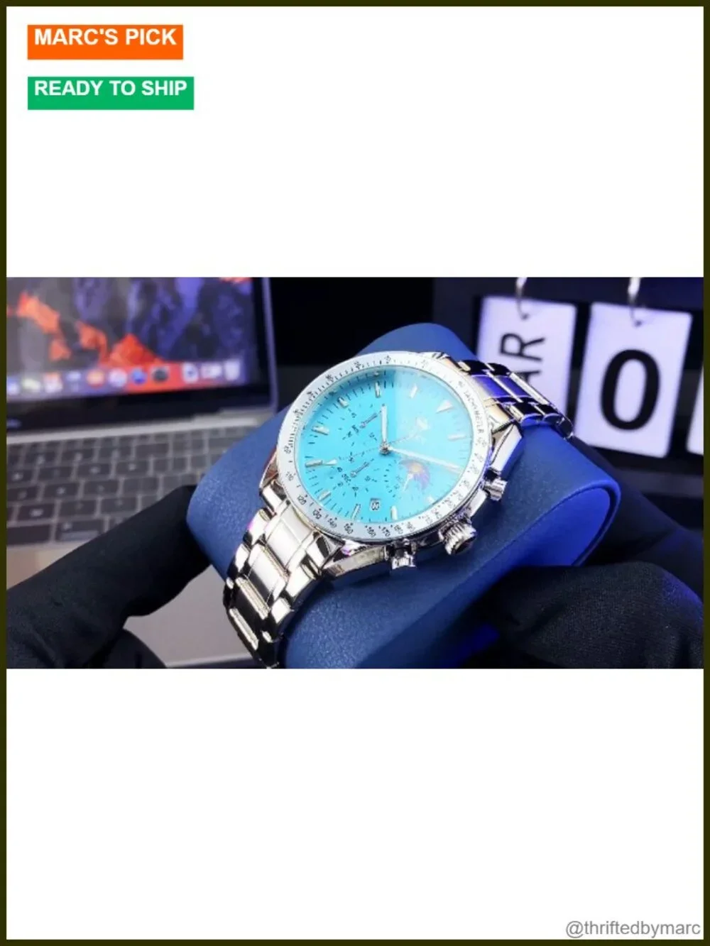 Men's Luxury Diamond Calendar Stainless Steel Business Dress Waterproof
